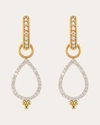 JUDE FRANCES WOMEN'S PROVENCE DELICATE OPEN PEAR PAVÉ EARRING CHARMS