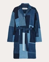 Tomorrow Women's Arizona Patchwork Denim Trench Coat In Blue