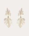 CASA CASTRO WOMEN'S MOTHER NATURE DIAMOND & MOTHER OF PEARL LEAF DROP EARRINGS