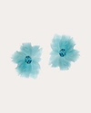 CASA CASTRO WOMEN'S MOTHER NATURE BLUE QUARTZITE & APATITE FLOWER STUD EARRINGS