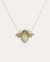 CASA CASTRO WOMEN'S BUG MOTHER OF PEARL & SAPPHIRE BEE PENDANT NECKLACE