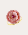 CASA CASTRO WOMEN'S MOTHER NATURE RUBY & QUEEN MOTHER OF PEARL FLOWER RING