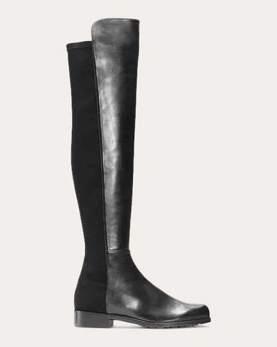 Stuart Weitzman Women's 5050 Lift Leather And Stretch-knit Over-the-knee Boot In Black