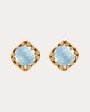 Larkspur & Hawk Women's Chambray Foil Small Jane Stud Earrings 18k Gold In Blue