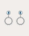 Larkspur & Hawk Women's Sky Blue Foil Olivia Double Boule Pearl Drop Earrings 14k Gold In Blue