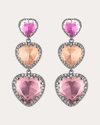 LARKSPUR & HAWK WOMEN'S PINK MULTICOLOR FOIL VALENTINA 'I LOVE NY' TRIPLE-DROP EARRINGS