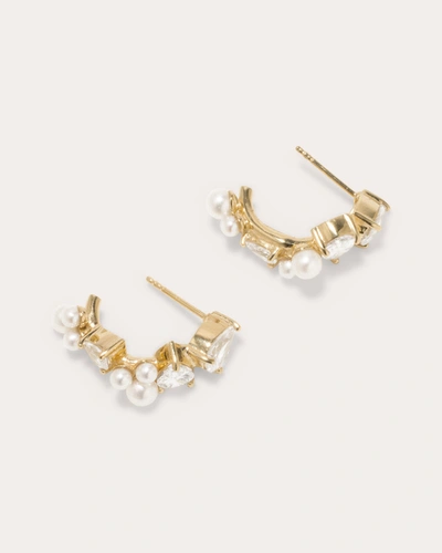 Completedworks Gold Vermeil Chasing Shadows Pearl And Crystal Hoop Earrings
