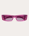Saint Laurent Women's Transparent Rectangular Sunglasses In Purple