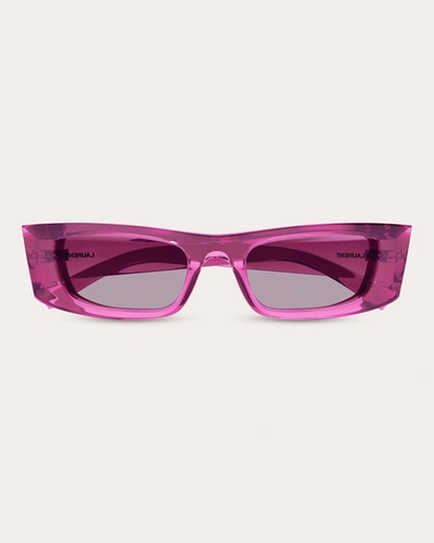 Saint Laurent Women's Transparent Rectangular Sunglasses In Pink