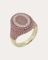 Type Jewelry Women's 6th Orbit 14k Gold Pink Sapphire And Diamond Signet Ring In Pink