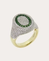 Type Jewelry Women's 6th Orbit 14k Gold Tsavorite And Diamond Signet Ring In Green