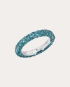 GRAZIELA GEMS WOMEN'S SWISS BLUE TOPAZ 3-SIDED BAND RING