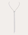 Graziela Gems 18k White Gold Mega Swirl Diamond Lariat Necklace In Silver