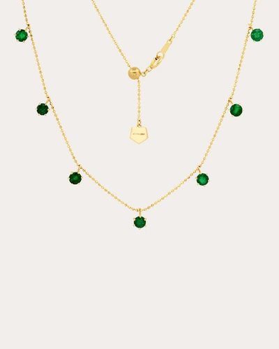 Graziela Gems 18k Gold Floating Emerald Necklace In Green