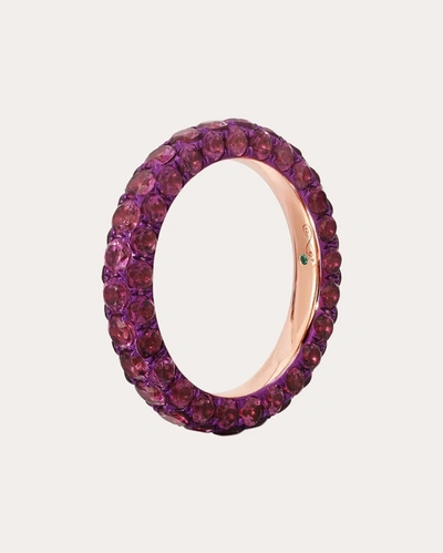 Graziela Gems 18k Rose Gold Magenta Sapphire 3-sided Ring In Pink