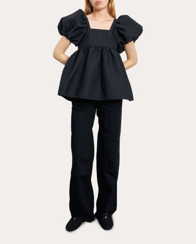Cecilie Bahnsen Alma Matelassé-effect Blouse In Black