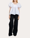 Cecilie Bahnsen Alma Blouse Stria Matelasse White White 8 In White