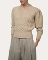 SANTICLER WOMEN'S ANDRADA CABLE KNIT CASHMERE SWEATER