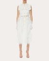 Huishan Zhang Feather-trimmed Midi Dress In White