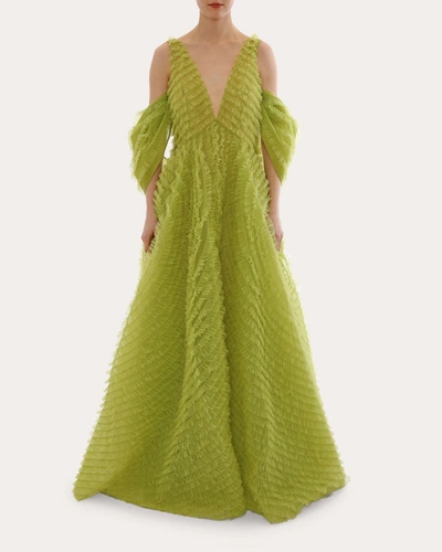 Huishan Zhang Selma Gown In Green