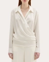Theory Women's Draped Silk-georgette Blouse In White