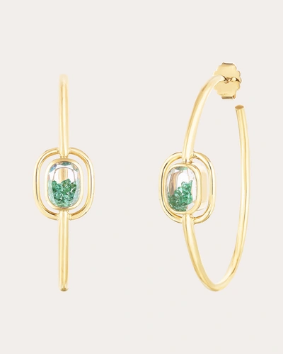 Moritz Glik 18k Yellow Gold Emerald Elo Hoop Earrings