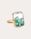 Moritz Glik Women's Ten Fourteen 18k Gold Crystal And Emerald Shaker Ring In Green
