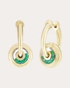 Moritz Glik 18k Yellow Gold Roda 9 Huggie Earrings In Green