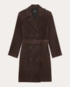 THEORY WOMEN'S SUEDE UTILITY TRENCH COAT