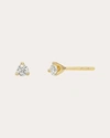 Zoe Lev 3 Prong Diamond 14k Yellow Gold Stud Earrings In Gold