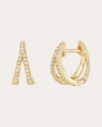 Zoe Lev 14k Yellow Gold Diamond Split Huggie Hoop Earrings
