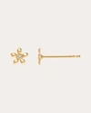 Zoe Lev Diamond Center Flower Stud Earrings In Gold