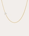 Zoe Lev Diamond Asymmetrical Initial 14k Yellow Gold Necklace In Black
