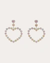 Anabela Chan 18kt White Gold Vermeil Love Heart Diamond Earrings In Pink