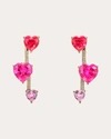 Anabela Chan 18kt Gold Ruby Heart Pendulum Earrings In Red
