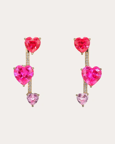ANABELA CHAN WOMEN'S CONVERTIBLE RUBY HEART PENDULUM EARRINGS 18K GOLD