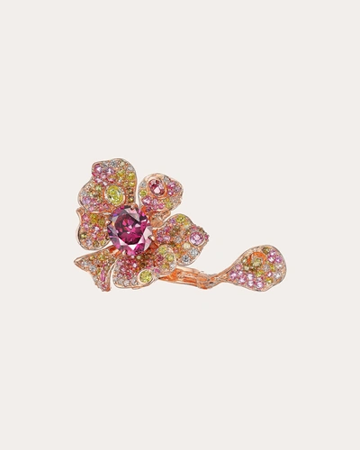 Anabela Chan 18kt Rose Gold Vermeil Tourmaline Peony Emerald And Diamond Ring In Pink