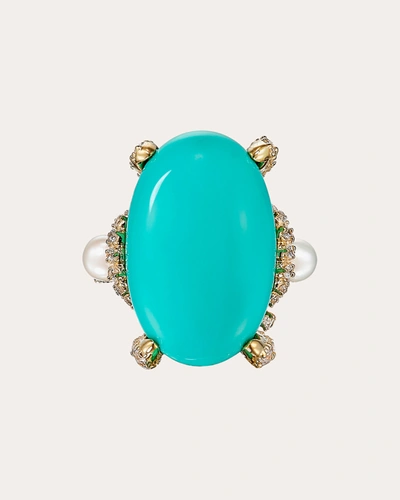 Anabela Chan 18kt Yellow Gold Mermaid Turquoise Cocktail Ring In Blue
