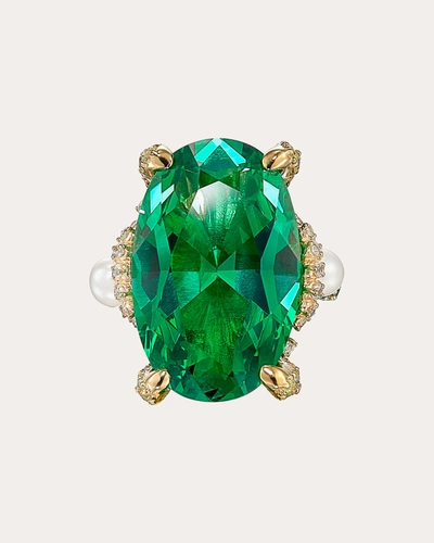 Anabela Chan 18k镀金纯银 Tourmaline Mermaid 宝石珍珠戒指 In Green