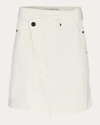 Tomorrow Women's Brown Wrap Denim Skirt In White