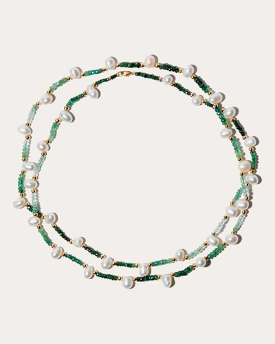 Jia Jia Women's 14k Yellow Gold, Emerald, & Pearl Long Necklace In Green