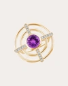 NATORI WOMEN'S AMETHYST & DIAMOND BAR CIRCLE RING