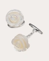 JAN LESLIE WOMEN'S HAND-CARVED MOTHER OF PEARL ROSE CUFFLINKS