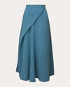 Edeline Lee Women's Fatale Draped Georgette Midi Skirt In Blue