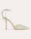 Jimmy Choo Platinum Glitter Saeda 100 Pumps In Silver