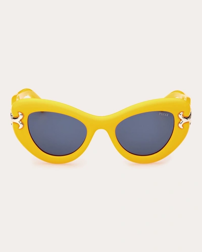 EMILIO PUCCI WOMEN'S SOLID YELLOW & BLUE CAT-EYE SUNGLASSES