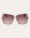 Max Mara Women's Geometric-frame Shiny Rose Brown And Roviex Gradient Metal Sunglasses In Brown