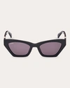 MAX MARA WOMEN'S SHINY BLACK & SMOKE CAT-EYE SUNGLASSES