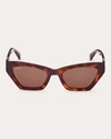 MAX MARA WOMEN'S SHINY CLASSIC HAVANA & BROWN CAT-EYE SUNGLASSES