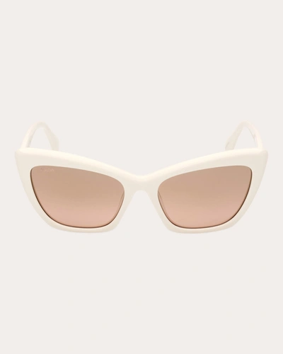 Max Mara Logo Acetate Cat-eye Sunglasses In White Brown
